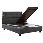 Κρεβάτι με Κεφαλάρι και Αποθηκευτικό Χώρο Hauz Pandora 150X200 Keten 46 Dark Grey